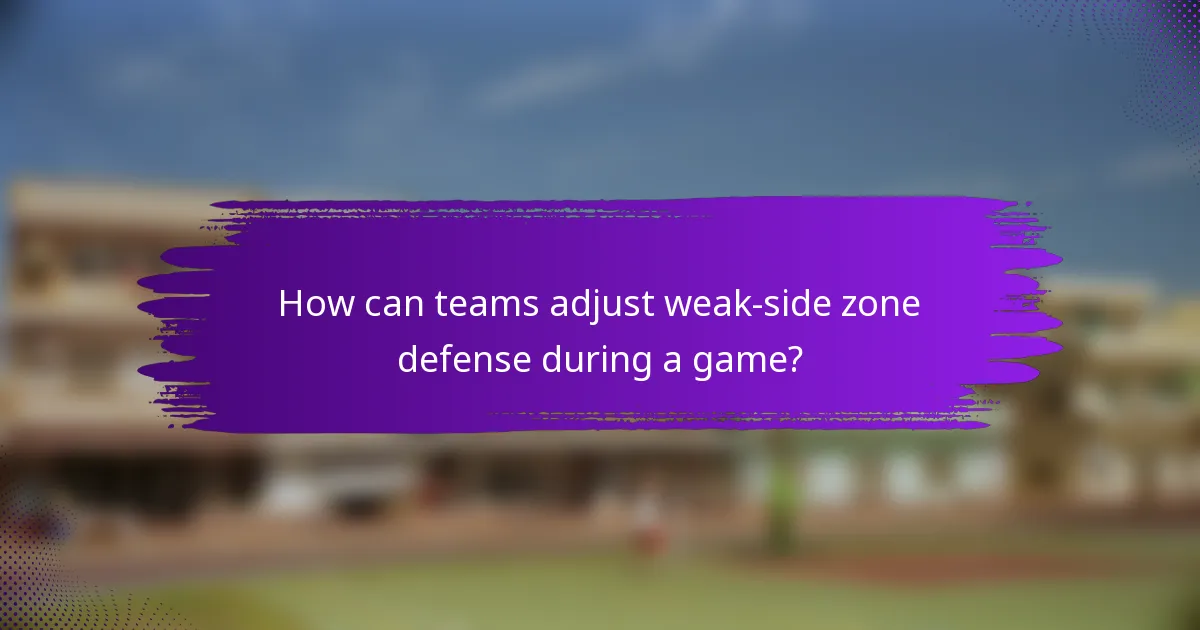 How can teams adjust weak-side zone defense during a game?
