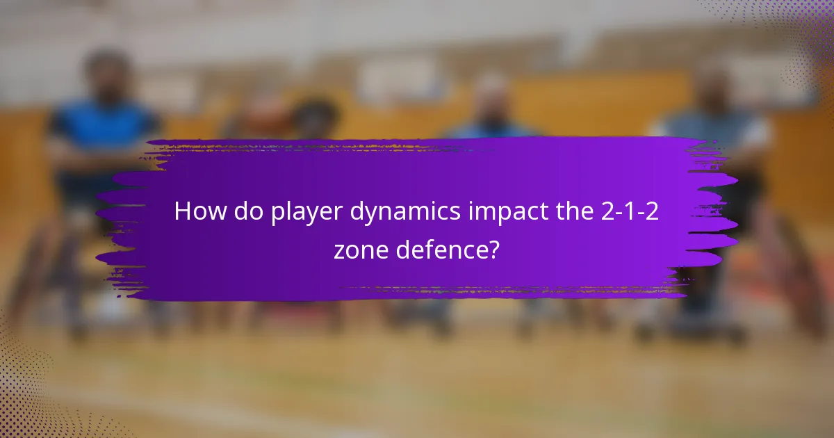How do player dynamics impact the 2-1-2 zone defence?