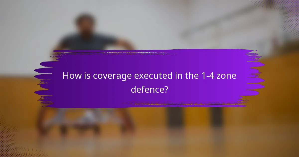 How is coverage executed in the 1-4 zone defence?