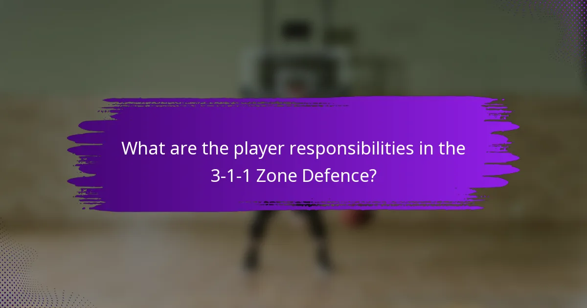 What are the player responsibilities in the 3-1-1 Zone Defence?
