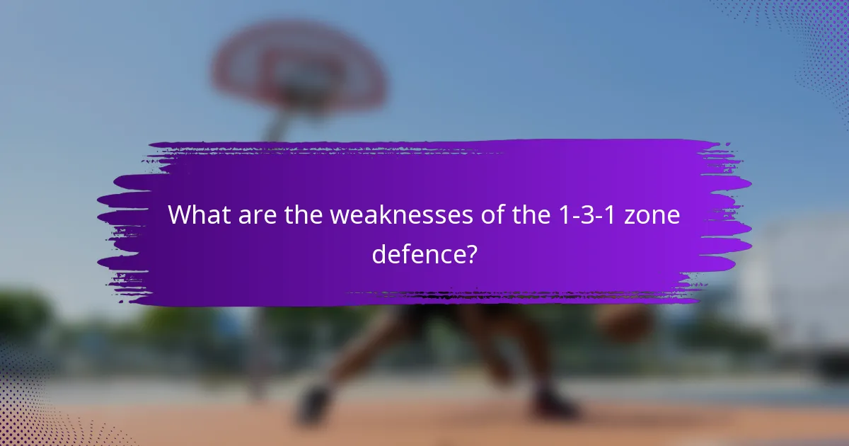 What are the weaknesses of the 1-3-1 zone defence?