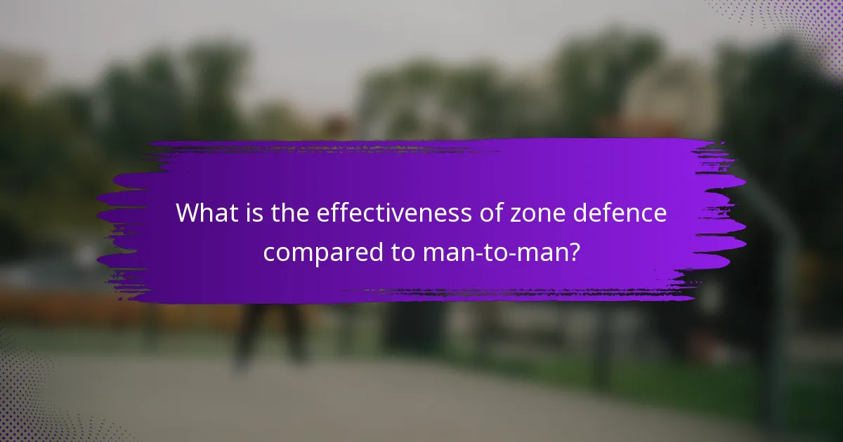 What is the effectiveness of zone defence compared to man-to-man?