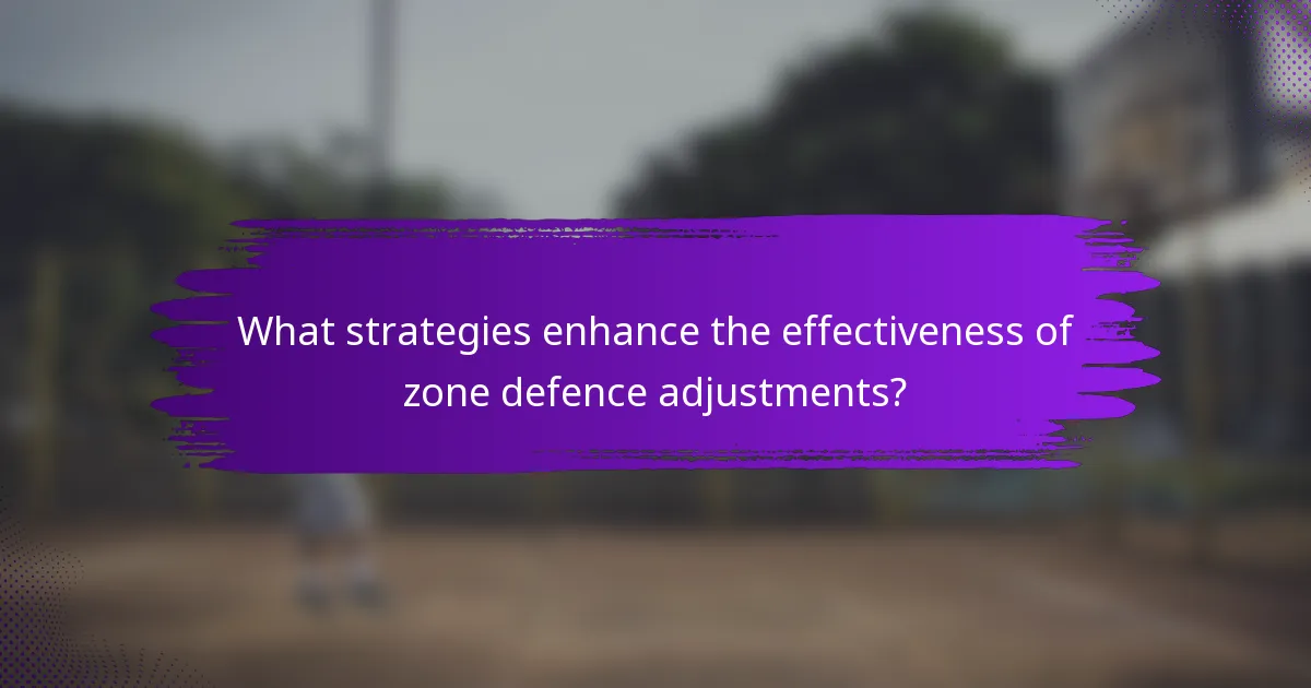 What strategies enhance the effectiveness of zone defence adjustments?